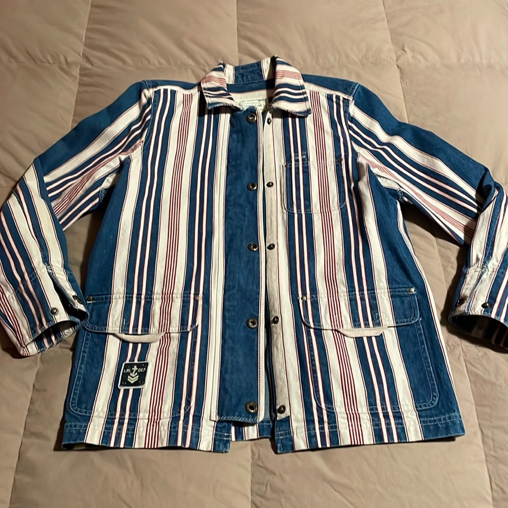 Super cool Ralph Lauren striped jean jacket.  Unique find with lots of details.
